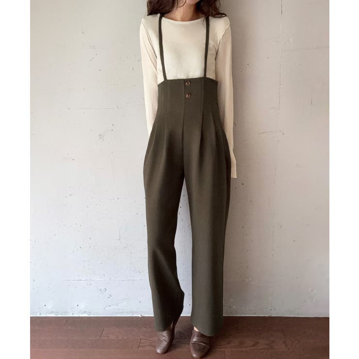 ブラウン | ハイウエストワイドサロペット | LAUIR