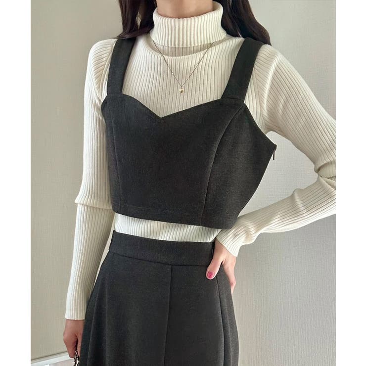 チャコール | ハートビスチェ+ジップスリットスカートセット | LAUIR