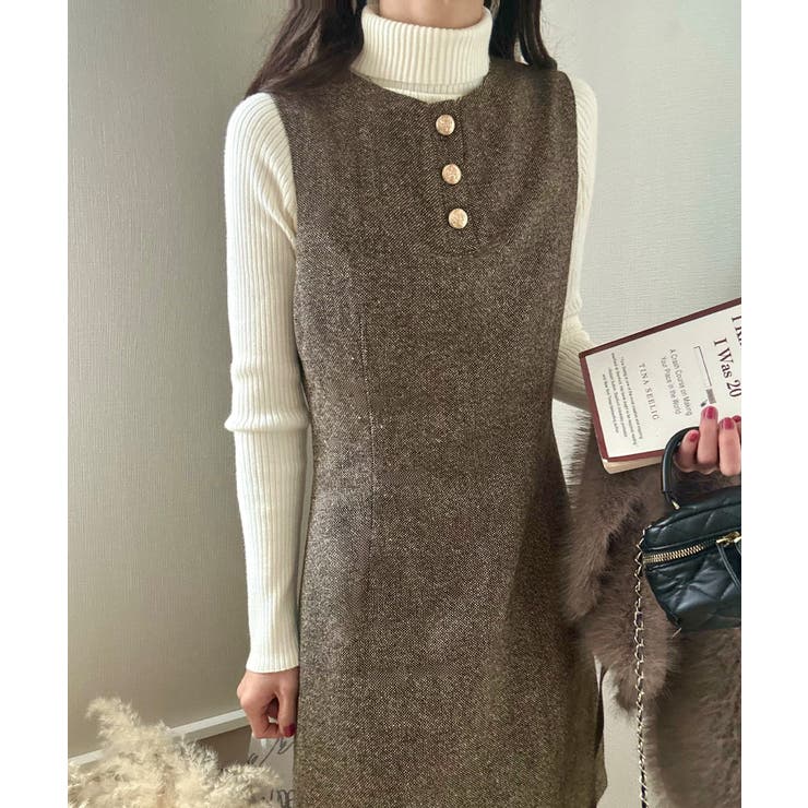 ミックスツイードミニワンピースニットトップスセット | LAUIR | 詳細画像1 