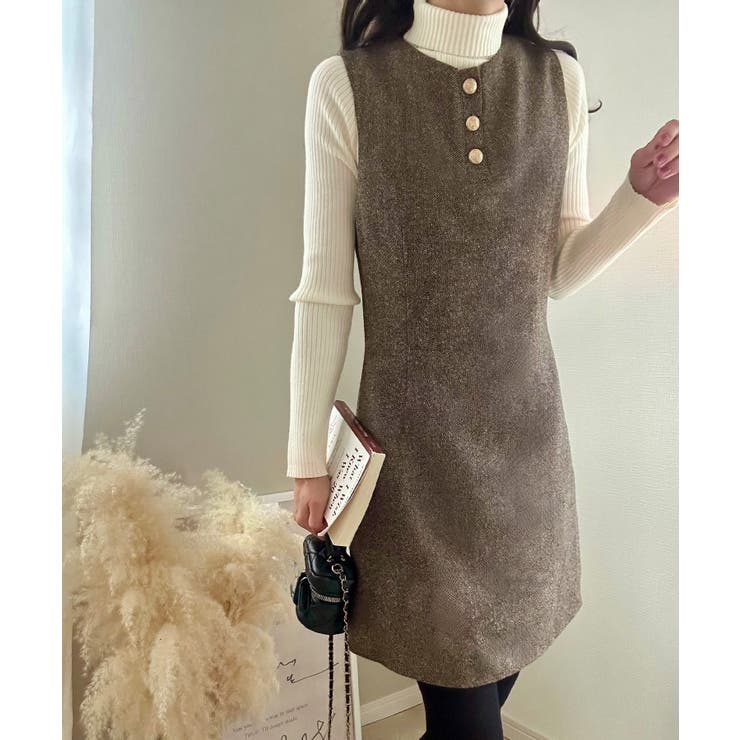 ミックスツイードミニワンピースニットトップスセット | LAUIR | 詳細画像3 