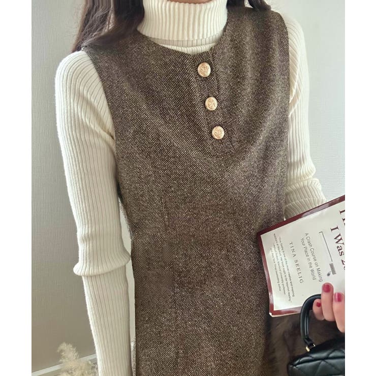 ミックスツイードミニワンピースニットトップスセット | LAUIR | 詳細画像4 