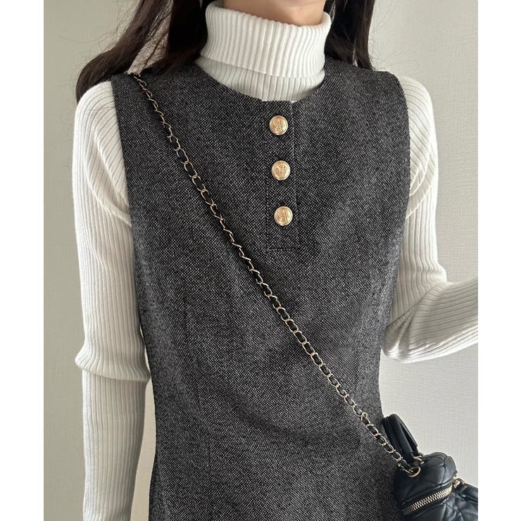 ミックスツイードミニワンピースニットトップスセット | LAUIR | 詳細画像8 