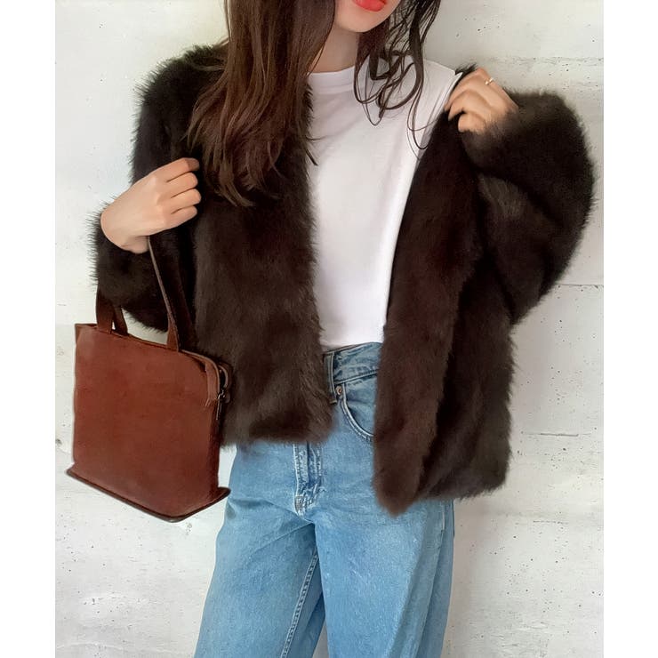 ノーカラーフェイクファージャケット | LAUIR | 詳細画像1 