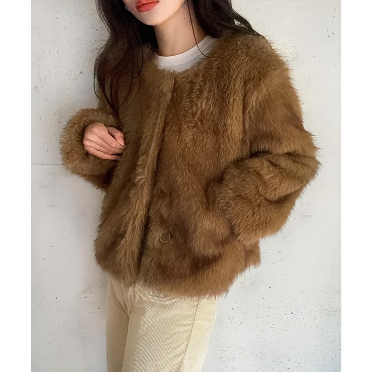 ノーカラーフェイクファージャケット | LAUIR | 詳細画像11 