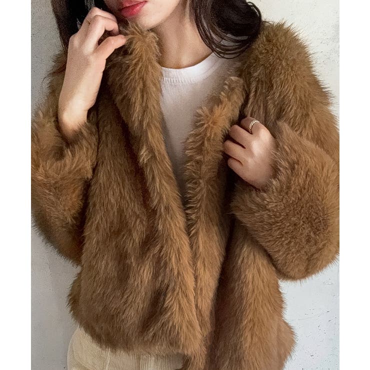 ノーカラーフェイクファージャケット | LAUIR | 詳細画像13 