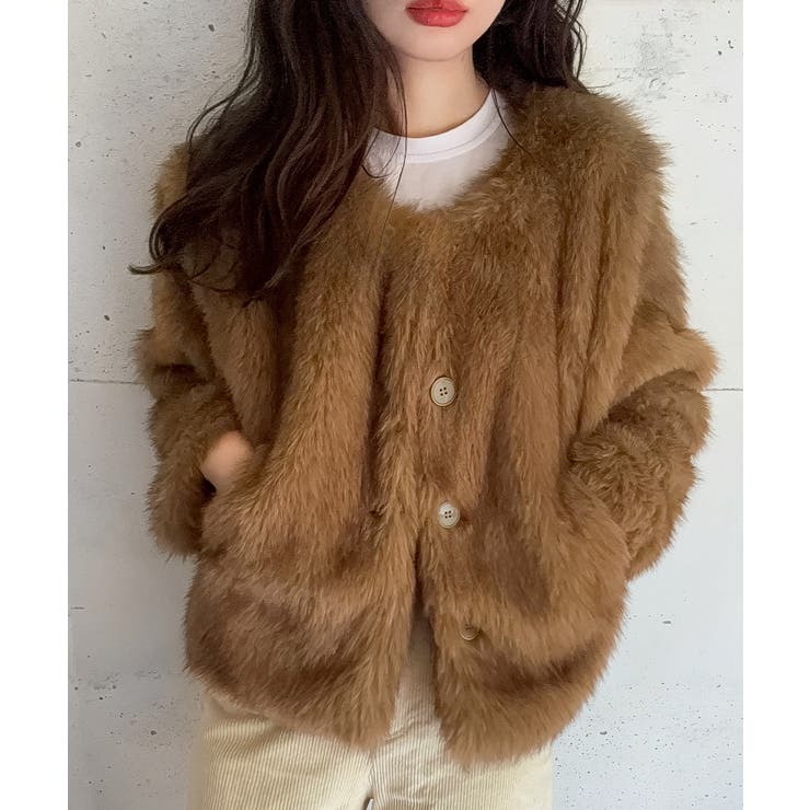 ノーカラーフェイクファージャケット | LAUIR | 詳細画像14 