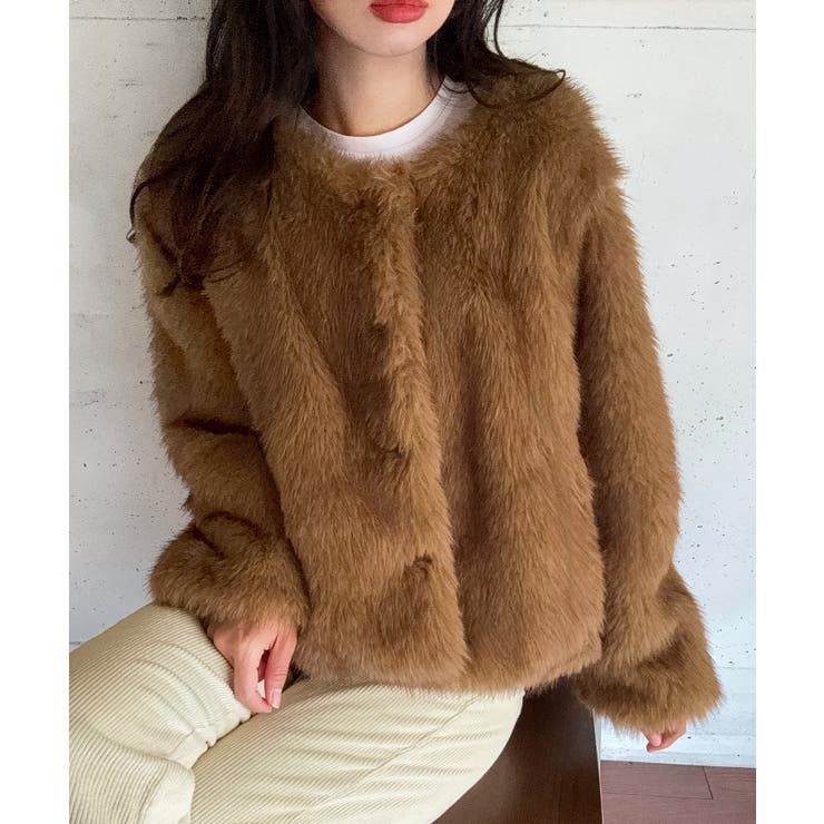 ノーカラーフェイクファージャケット | LAUIR | 詳細画像15 