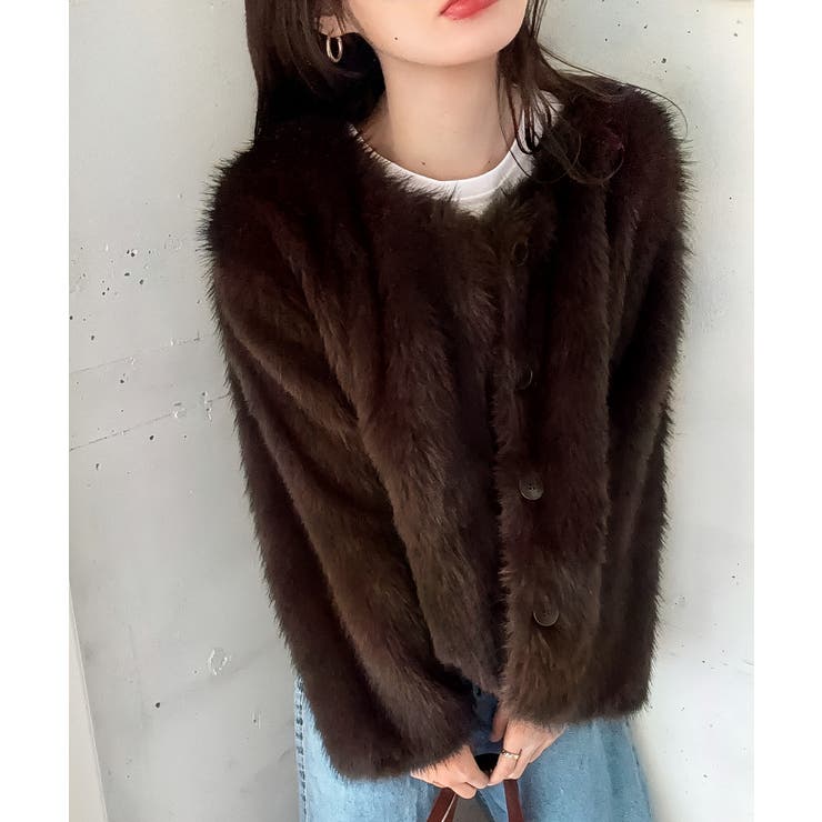 ノーカラーフェイクファージャケット | LAUIR | 詳細画像2 