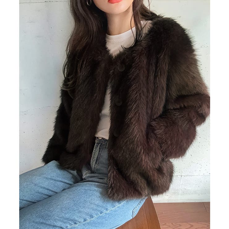 ノーカラーフェイクファージャケット | LAUIR | 詳細画像5 