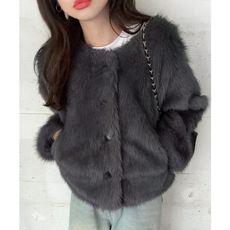 ノーカラーフェイクファージャケット | LAUIR | 詳細画像7 