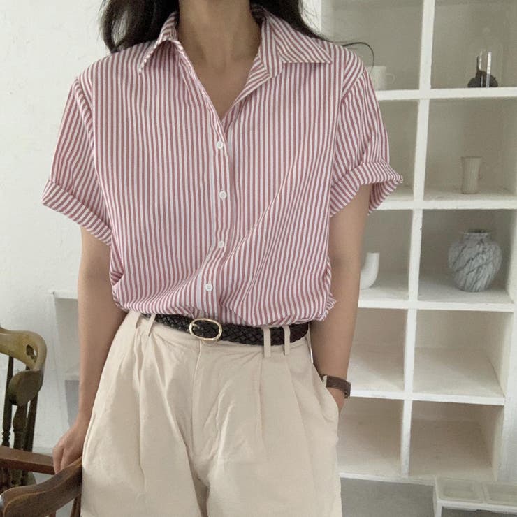 ストライプ半袖シャツ[品番：AMTW0004100]｜LAUIR（ラウアー）の