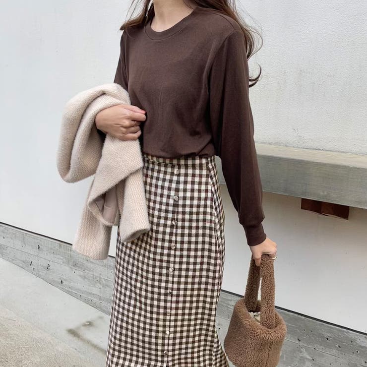 フロントボタンIラインチェックスカート | LAUIR | 詳細画像10 