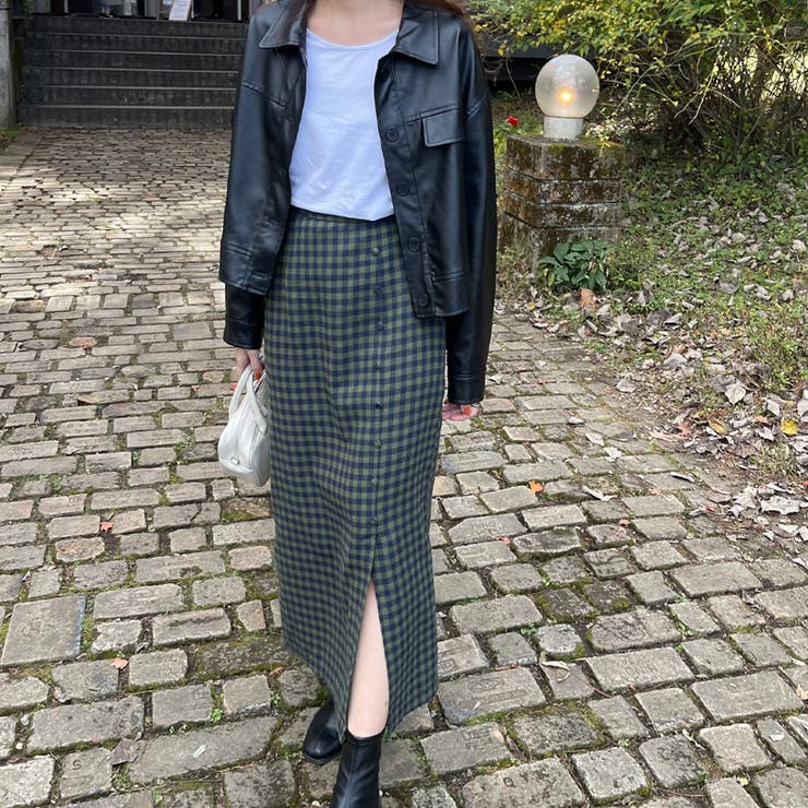 フロントボタンIラインチェックスカート | LAUIR | 詳細画像12 