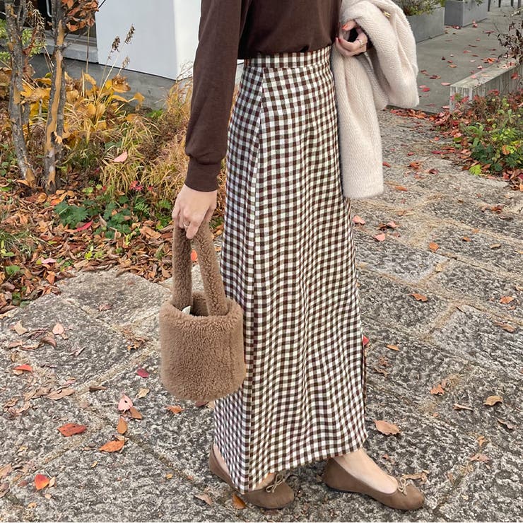 フロントボタンIラインチェックスカート | LAUIR | 詳細画像9 