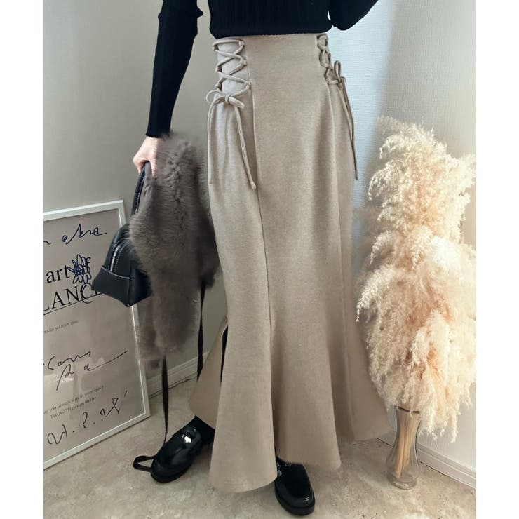 グレージュ | サイドレースアップマーメイドスカート | LAUIR