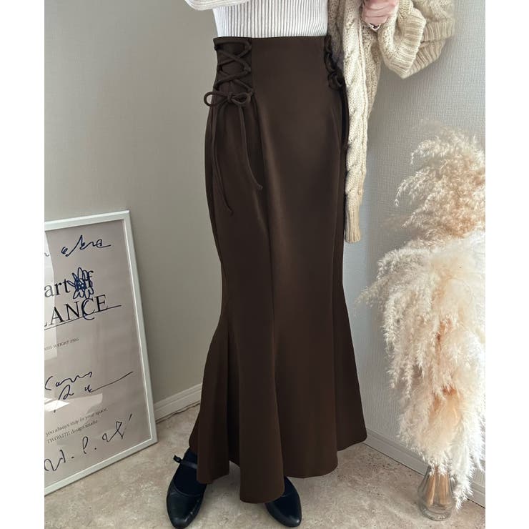 ダークブラウン | サイドレースアップマーメイドスカート | LAUIR
