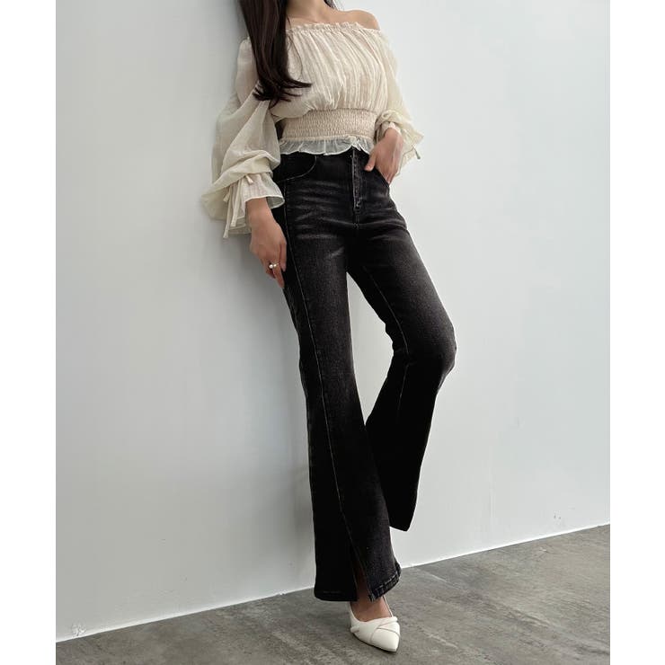 CENEA ストレッチスリットフレアデニム | JUNOAH | 詳細画像7 