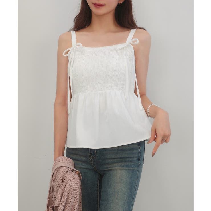 透かし編みニットボレロ＋リボンキャミset | JUNOAH | 詳細画像12 