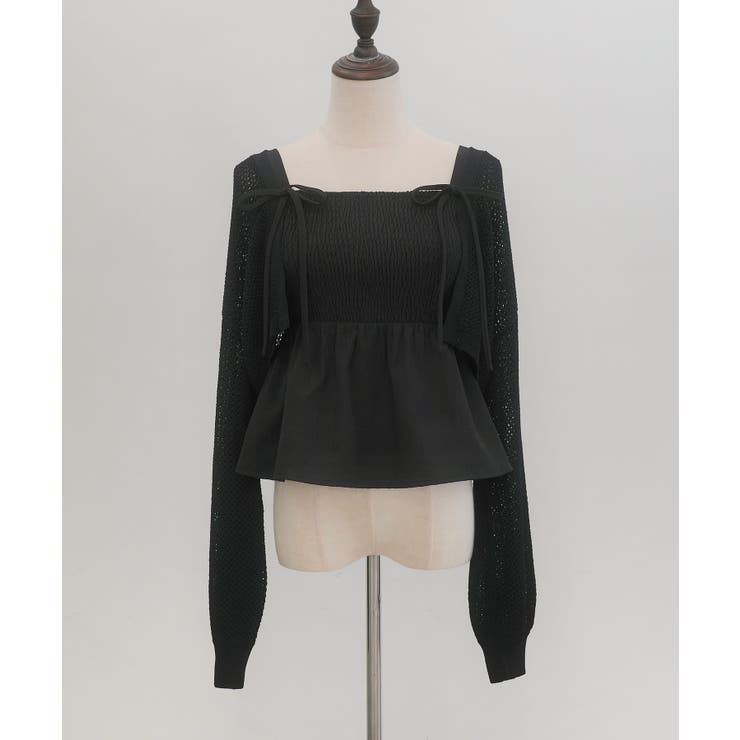 透かし編みニットボレロ＋リボンキャミset | JUNOAH | 詳細画像15 