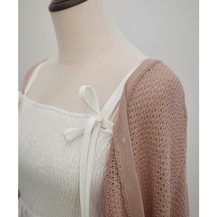 透かし編みニットボレロ＋リボンキャミset | JUNOAH | 詳細画像17 