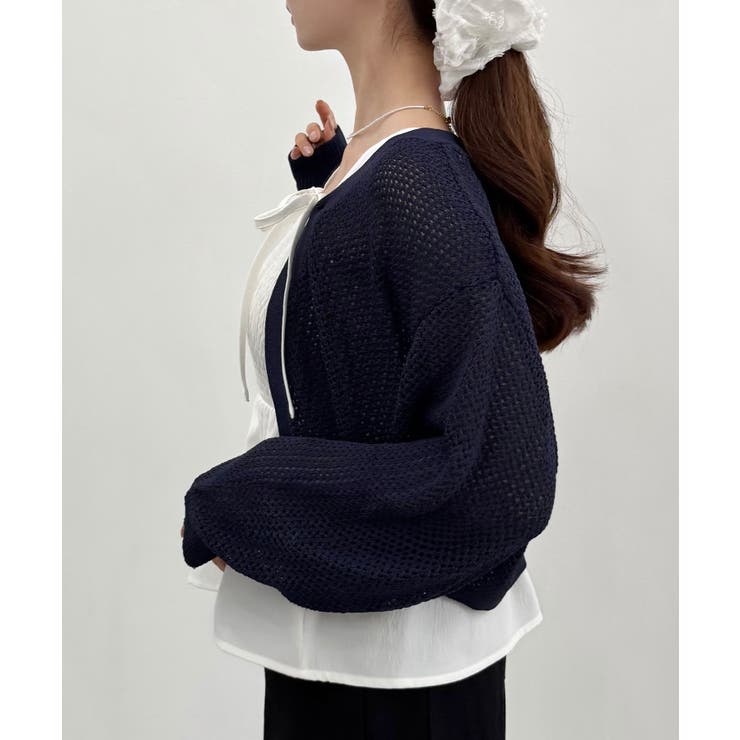 透かし編みニットボレロ＋リボンキャミset | JUNOAH | 詳細画像21 