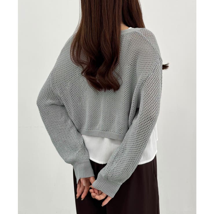 透かし編みニットボレロ＋リボンキャミset | JUNOAH | 詳細画像25 