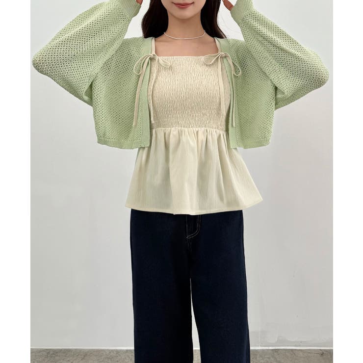 透かし編みニットボレロ＋リボンキャミset | JUNOAH | 詳細画像28 