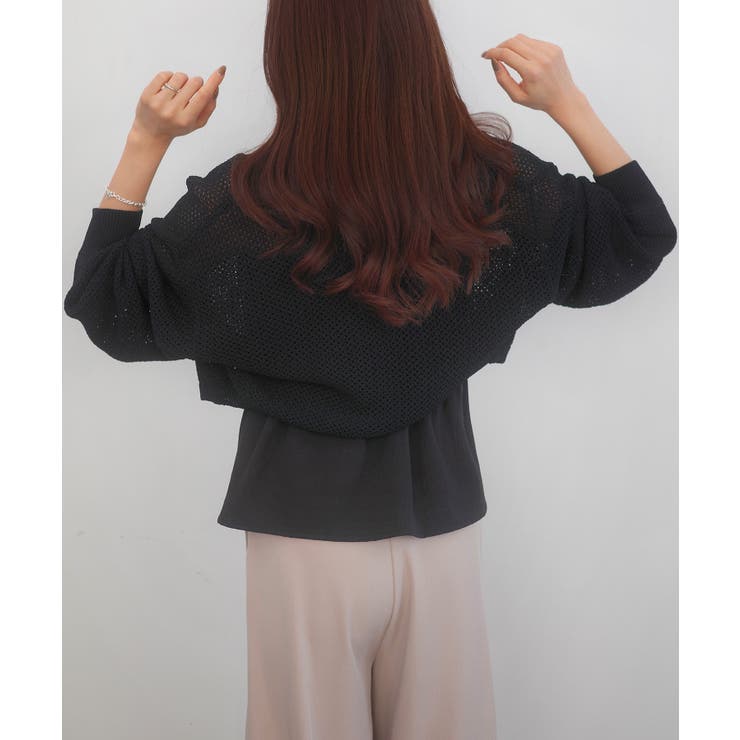 透かし編みニットボレロ＋リボンキャミset | JUNOAH | 詳細画像5 