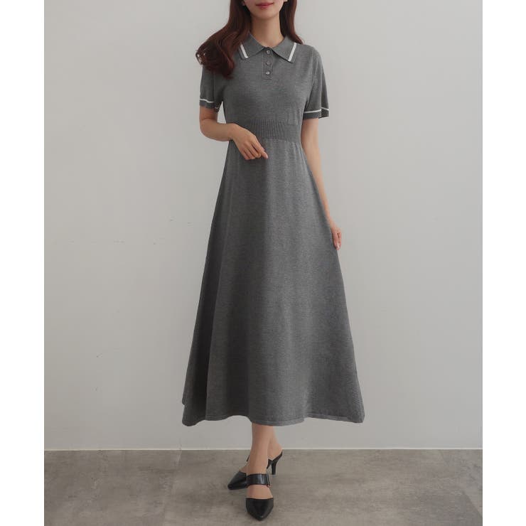 ワンピース octette COTTON SLUB OPS_2COLOR セール】カラーブロッキングニットワンピース（ワンピース