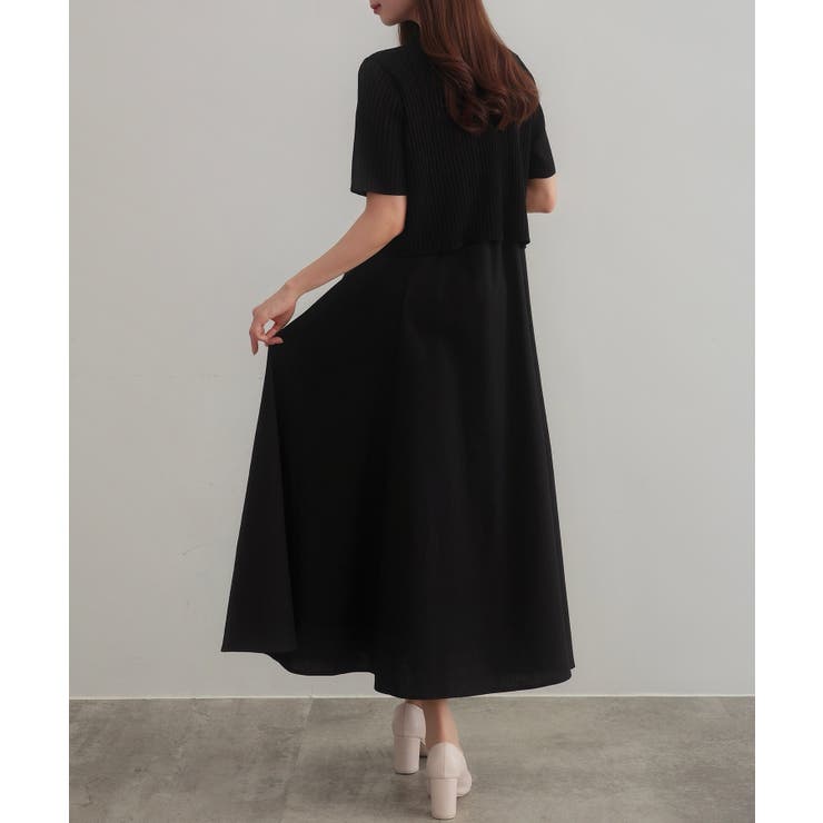 CENEA シアー半袖リブカーディガン＋リネンフレアキャミワンピース set | JUNOAH | 詳細画像3 