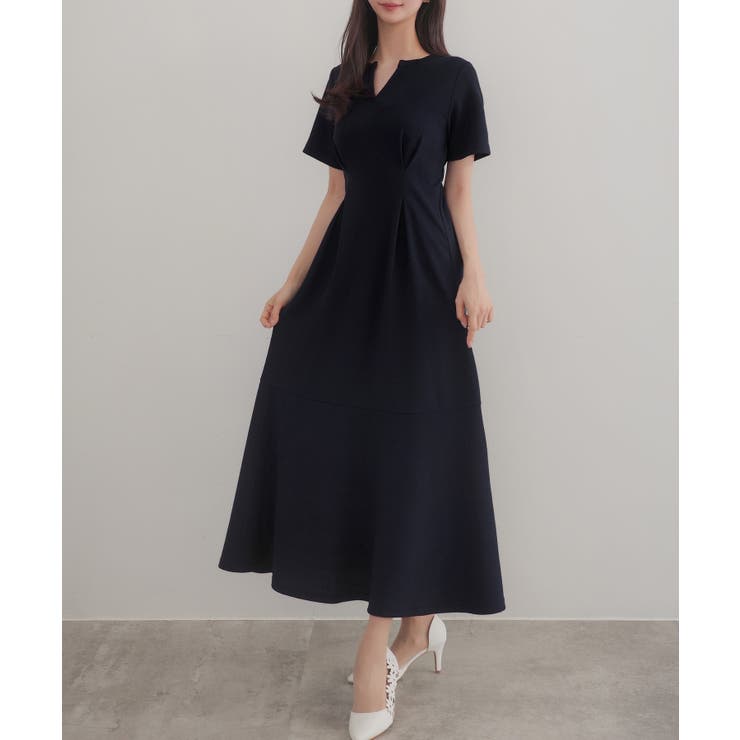 CENEA キーネックタックデザインワンピース | JUNOAH | 詳細画像7 