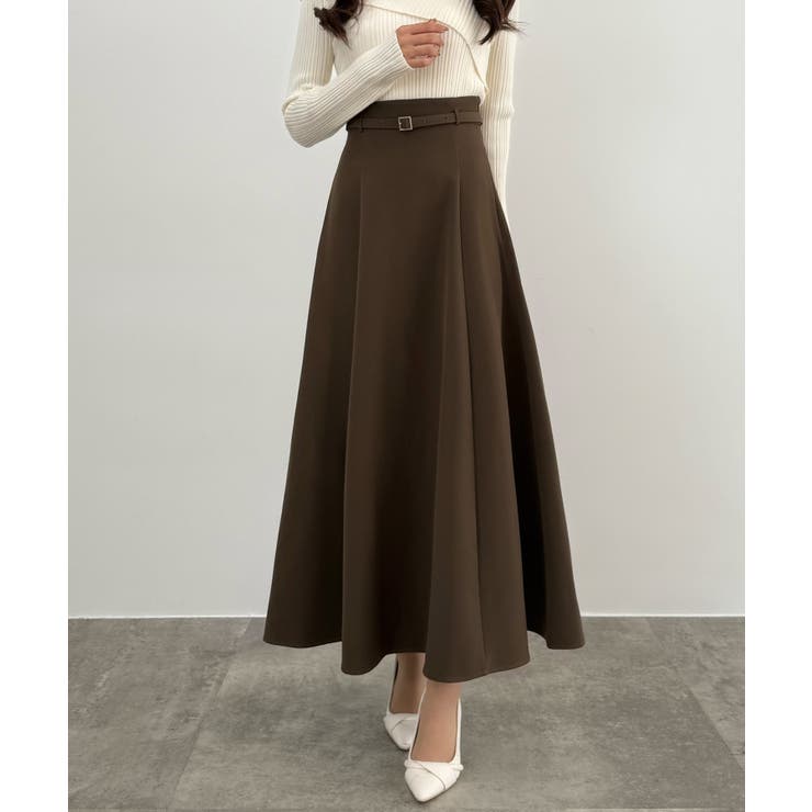 Aブラウン | CENEA 【選べる】細ベルト付きハイウエススカート（マーメイド／フレア） | JUNOAH