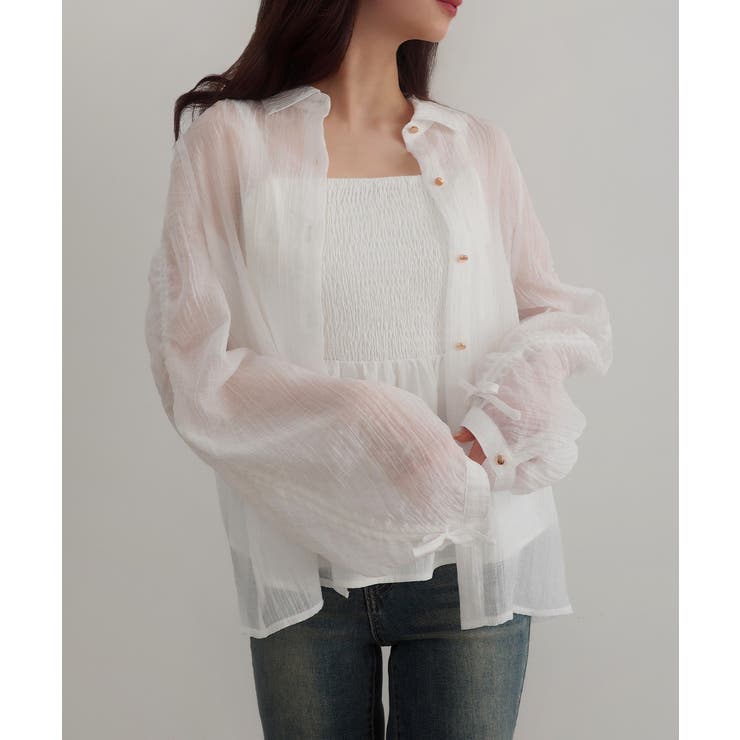 CENEA 袖リボンドロストシャツブラウス | JUNOAH | 詳細画像11 