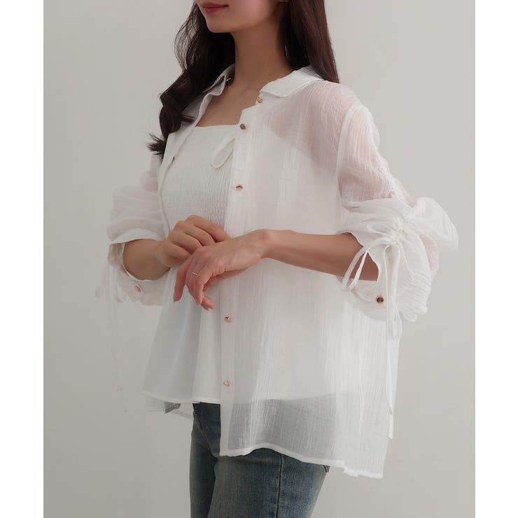 CENEA 袖リボンドロストシャツブラウス | JUNOAH | 詳細画像12 