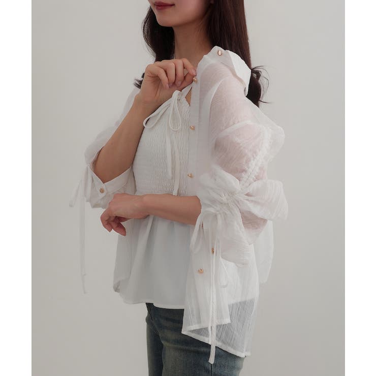 CENEA 袖リボンドロストシャツブラウス | JUNOAH | 詳細画像13 