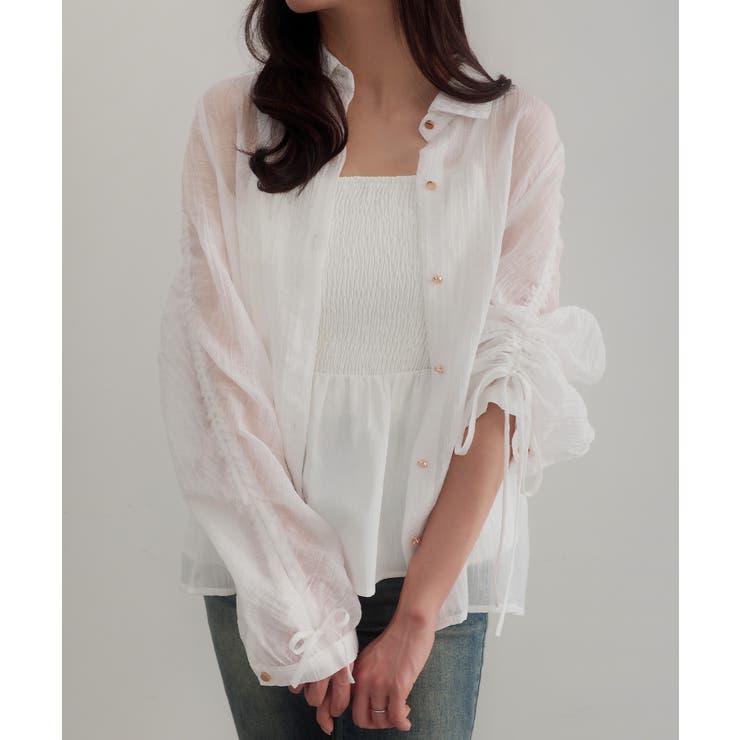 CENEA 袖リボンドロストシャツブラウス | JUNOAH | 詳細画像14 