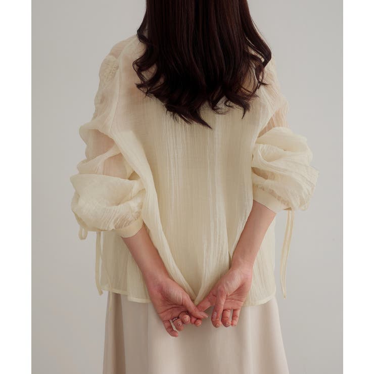 CENEA 袖リボンドロストシャツブラウス | JUNOAH | 詳細画像4 