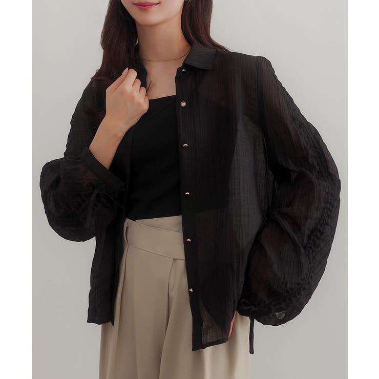 CENEA 袖リボンドロストシャツブラウス | JUNOAH | 詳細画像6 