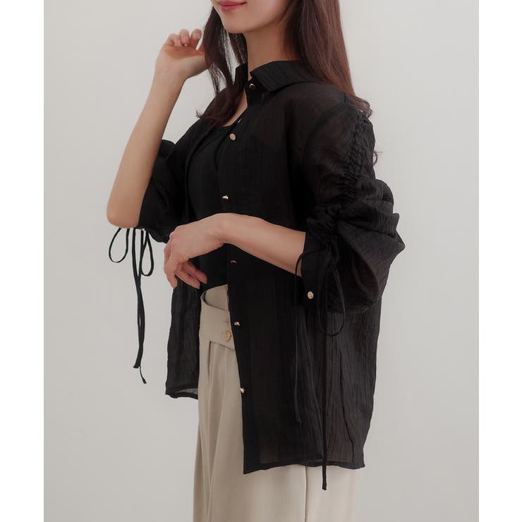 CENEA 袖リボンドロストシャツブラウス | JUNOAH | 詳細画像7 