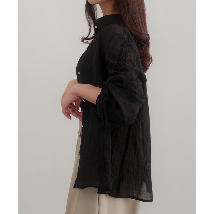 CENEA 袖リボンドロストシャツブラウス | JUNOAH | 詳細画像8 