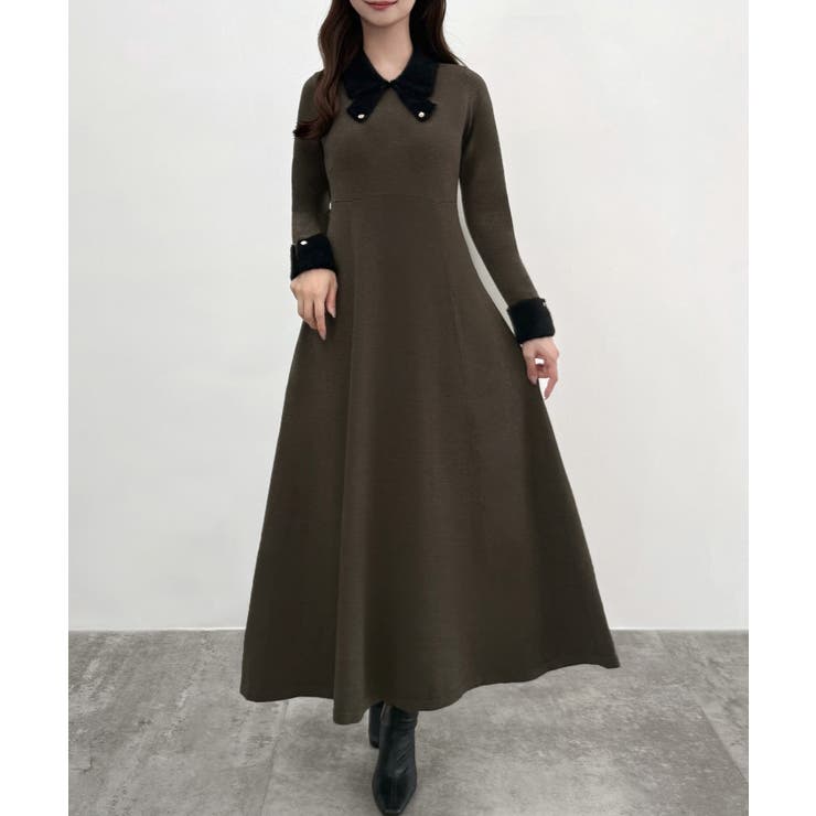 CENEA バイカラーリボンニットワンピース | JUNOAH | 詳細画像10 