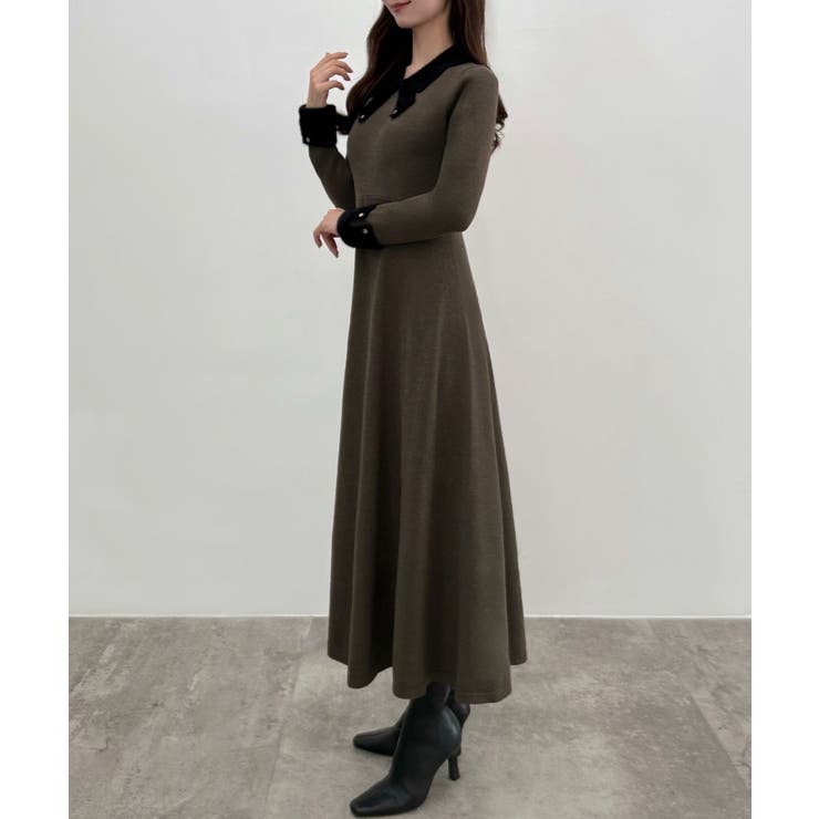 CENEA バイカラーリボンニットワンピース | JUNOAH | 詳細画像11 