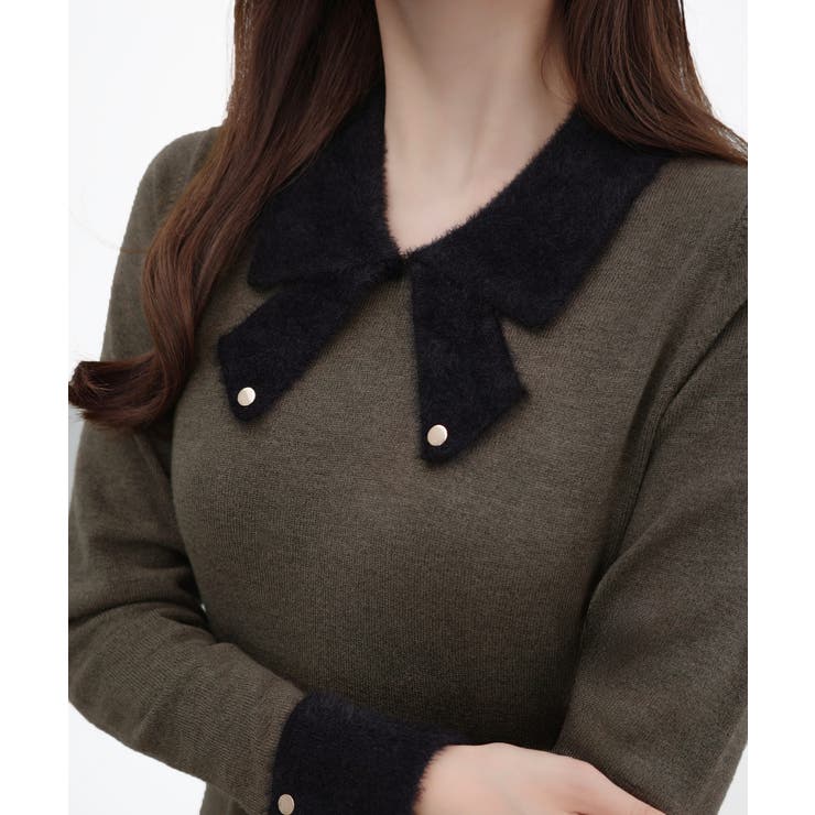 CENEA バイカラーリボンニットワンピース | JUNOAH | 詳細画像14 