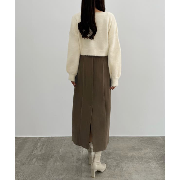 CENEA シャギーショートニット＋釦スリットキャミワンピースset | JUNOAH | 詳細画像12 