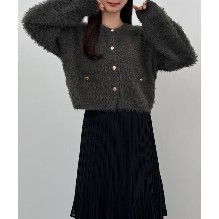 美品♡2023AW ガリャルダガランテ 金ボタン シャギーニットカーディガン FREAK'S STORE｜ミックスシャギー 金ボタン ニット カーディガン