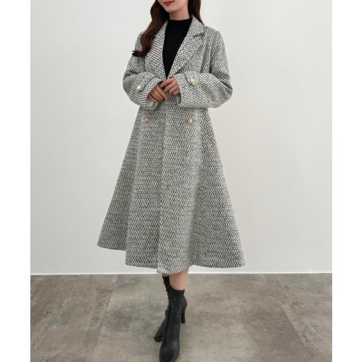 CENEA ウエストシェイプツイードロングコート | JUNOAH | 詳細画像13 