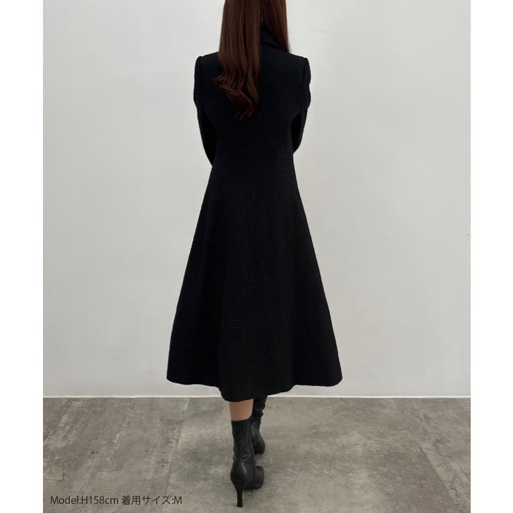 CENEA ウエストシェイプツイードロングコート | JUNOAH | 詳細画像2 