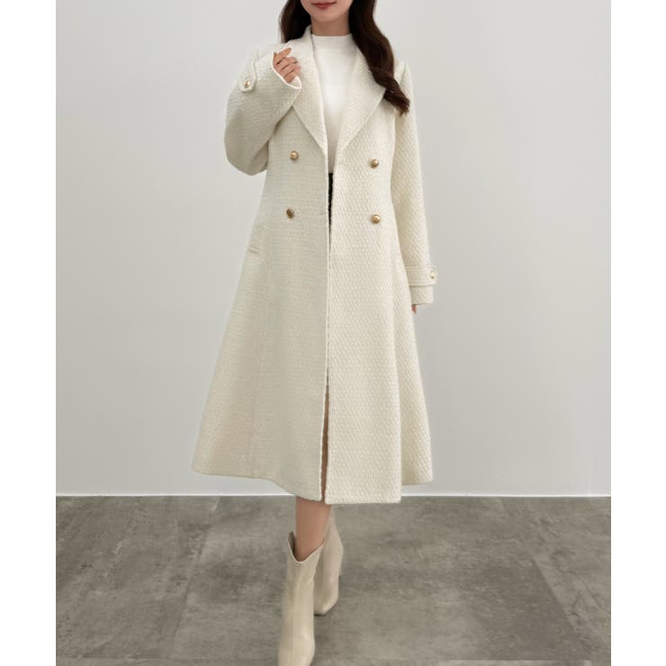 み～ちゃんさま専用‼️エイコ コンドウ❗️ロングコート CENEA ウエストシェイプツイードロングコート[品番：AMTW0012546