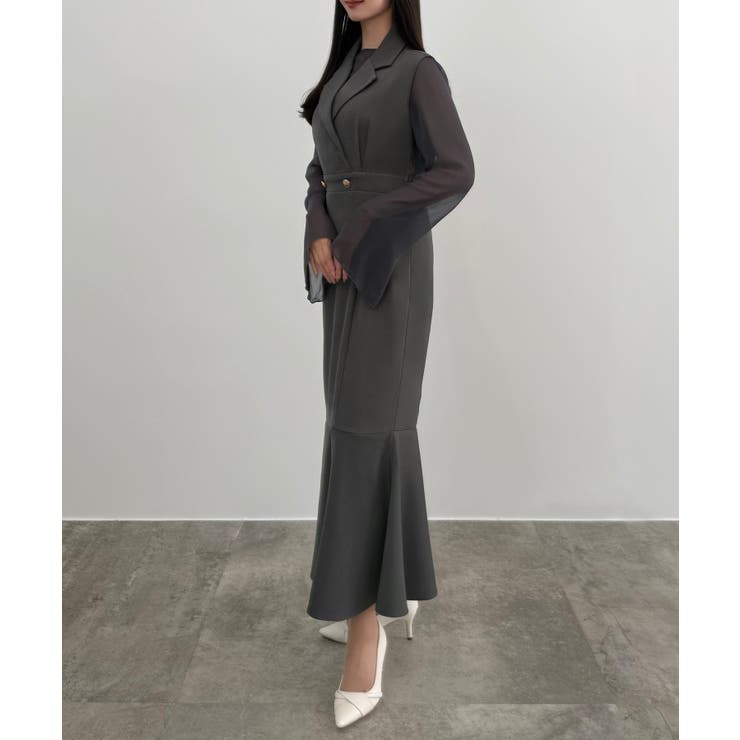 CENEA シアートップス＋テーラードマーメイドジャンパースカートset | JUNOAH | 詳細画像14 