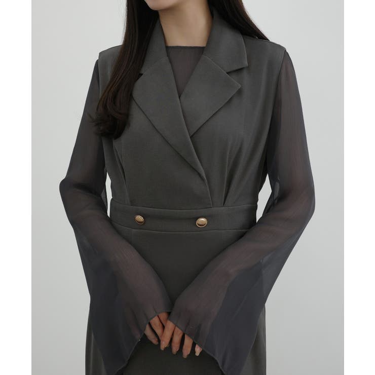 CENEA シアートップス＋テーラードマーメイドジャンパースカートset | JUNOAH | 詳細画像16 